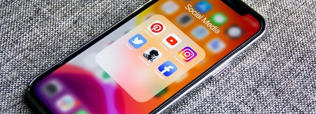 Social media icons on a phone